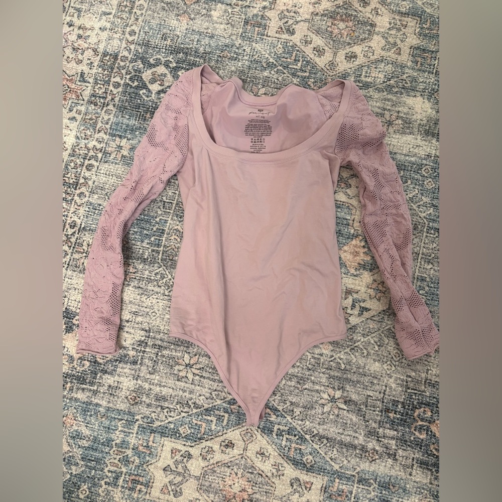 FREE PEOPLE Movement M/L Lavender Long Sleeve Thong Bodysuit